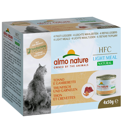 almo nature [551MEGA] - HFC Natural *Light Meal* - Tuna and Shrimps 吞拿魚+鮮蝦 健怡貓罐頭  4 x 50g (一盒4罐)