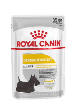 Royal Canin 加護系列 - 成犬皮膚舒緩加護主食濕糧（肉塊）*Dermacomfort Adult Dog (Loaf)* 85g (黃) x 12包原裝同款優惠 [3163700]