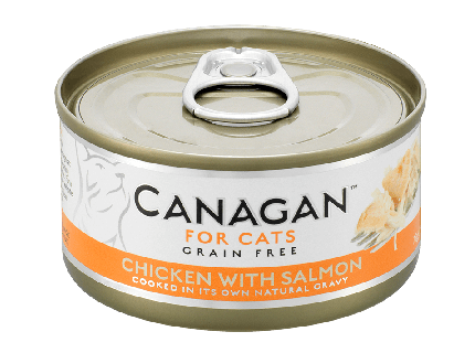 Canagan 貓用無穀物雞肉+三文魚配方罐頭 75g	