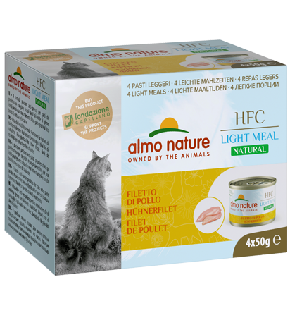 almo nature [553MEGA] - HFC Natural *Light Meal* - Chicken Filiet 雞柳片 健怡貓罐頭  4 x 50g (一盒4罐)