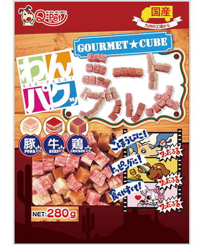 九州pet food WanPaku [KQ831] - 雜錦方塊小粒 (雞 / 牛 / 豬) 300g