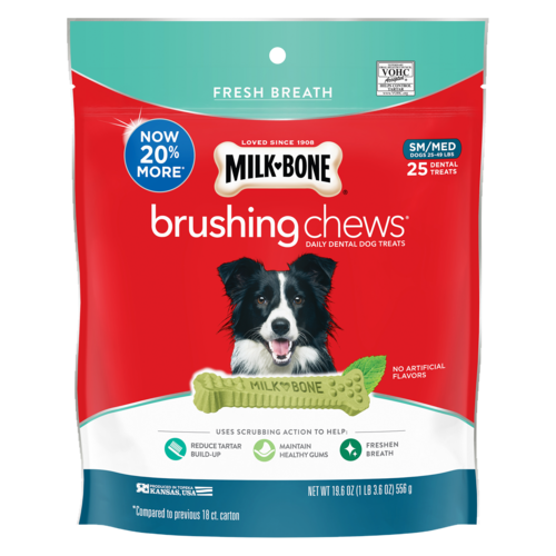 Milk Bone Brushing Chews 清潔牙齒骨 小型/中型犬 (24-49磅/ 25支)