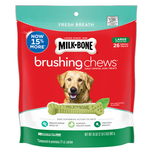 Milk Bone Brushing Chews 清潔牙齒骨 大型犬 (50磅以上/ 18支)