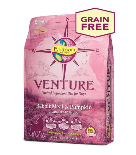 Earthborn Venture Rabbit Meal & Pumpkin 兔肉+南瓜 低敏單一蛋白無穀物狗糧 25lb [VRP25]