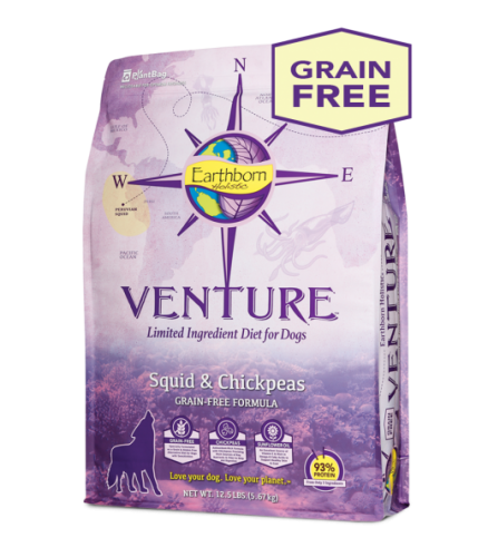 Earthborn Venture Squid & Chickpeas 魷魚+鷹咀豆 低敏單一蛋白無穀物狗糧 04lb