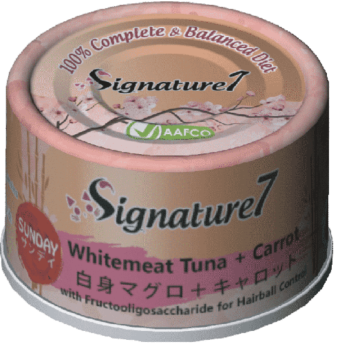 Signature7 [S7-339048] 星期日 - 白肉吞拿魚+胡蘿蔔 毛球控制 70g x 24罐原箱優惠