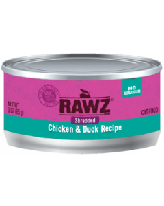 RAWZ RZCCD085 雞肉及鴨肉肉絲全貓罐頭 85g x 18 罐原箱優惠 另送 CatWater pH Balance 貓貓飲用水 500ml 2支