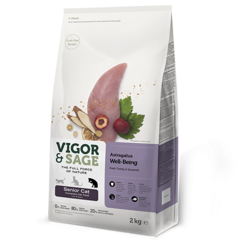 Vigor & Sage Astragalus Well-Being Senior 黃芪年長貓 2kg [17056] 送【韓寵】人蔘雞腿1隻