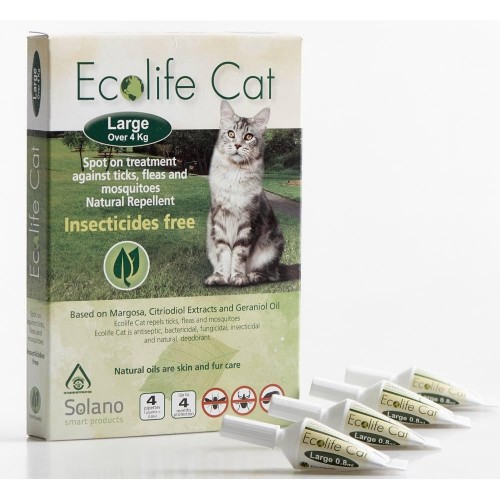 Solano -ES044 Ecolife Cat 純天然貓用驅蚤滴頸劑 一盒四支（over 4kg／Large）