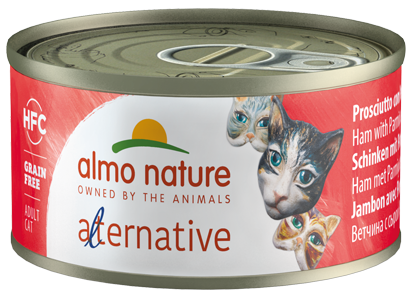 Almo Nature [5451] - Alternative罐裝貓罐頭 70g 火腿+帕瑪森芝士