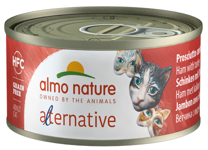 Almo Nature [5452] - Alternative罐裝貓罐頭 70g 火腿+火雞