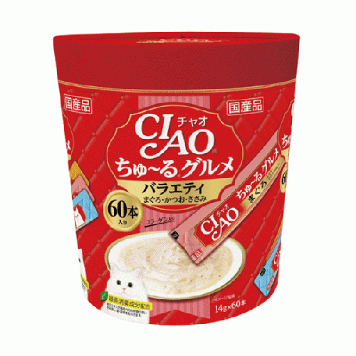 CIAO  SC-138「超奴」美食PARTY 吞拿魚•鰹魚•雞肉 3種味 (60本 / 桶裝)