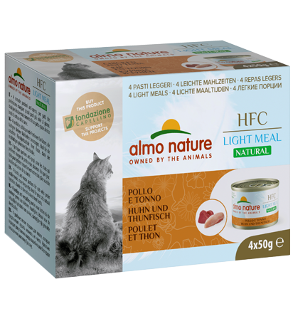 almo nature [555MEGA] - HFC Natural *Light Meal* - Tuna and Chicken 吞拿魚+雞肉 健怡貓罐頭  4 x 50g (一盒4罐)