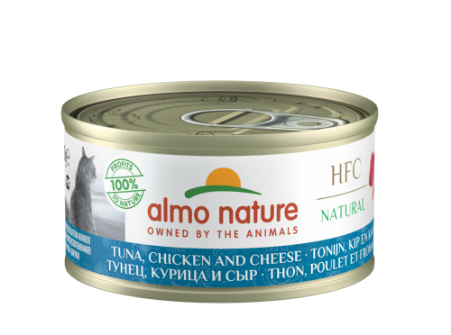 almo nature [9080] - HFC Natural - Tuna, Chicken and Cheese 雞肉芝士鮪魚(吞拿魚) 貓罐頭 70g x 24罐原箱優惠